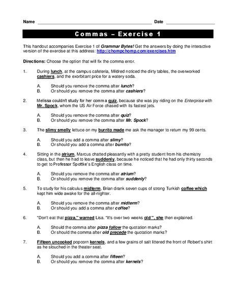 Commas-Exercise 1 Interactive