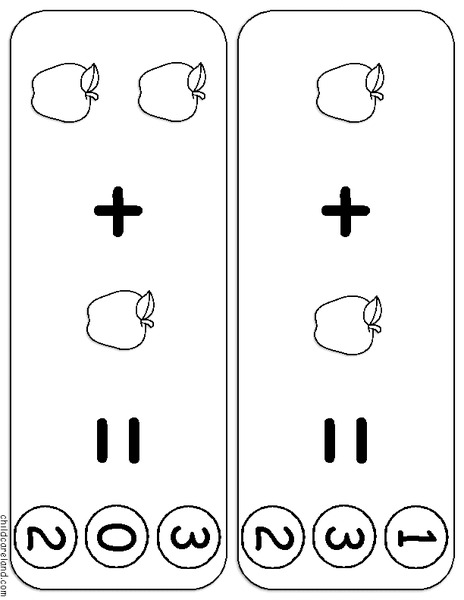 Apple Addition Cards Worksheet