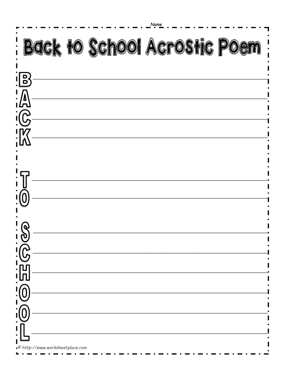 Back to School Acrostic Poem Writing