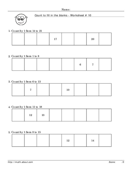 Count by 1 Worksheet