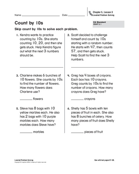 Count by 10's Worksheet