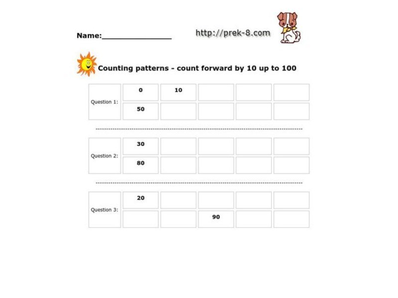 Count by 10's Worksheet