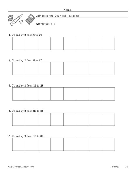 Count by 2's Worksheet