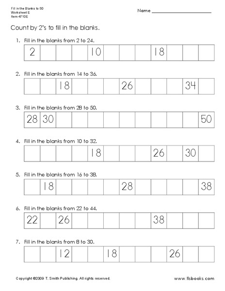 Count by 2's Worksheet
