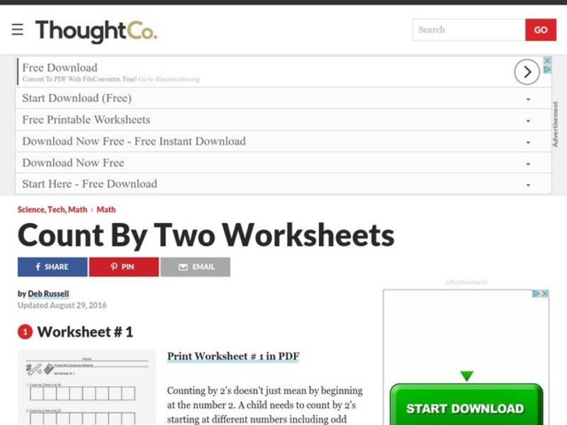 Count by 2's Worksheet