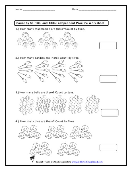 Count by 5s, 10s, and 100s Worksheet
