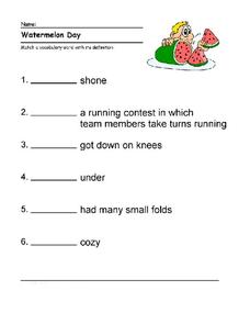"Watermelon Day" Vocabulary Worksheet