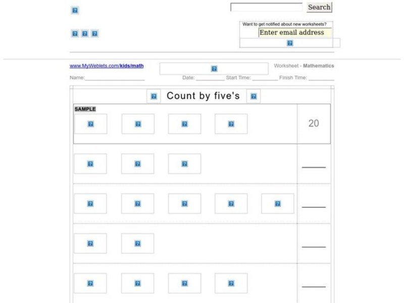 Count by Five's Worksheet