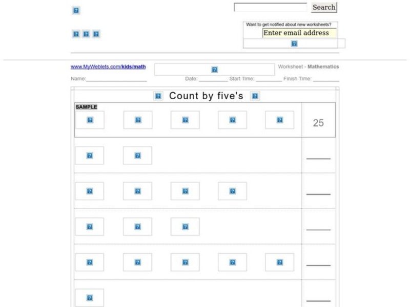 Count by Five's Worksheet