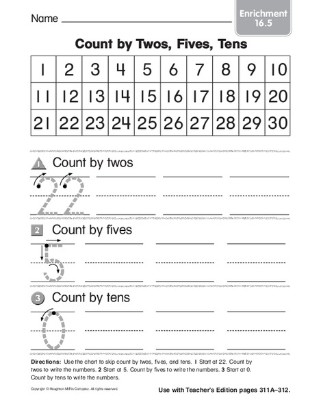 Count By Twos, Fives, Tens Worksheet