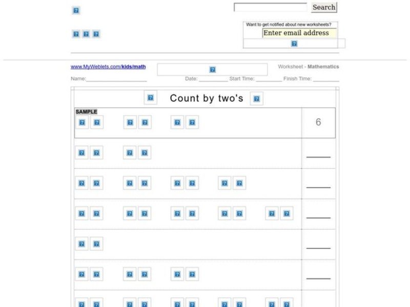 Count by Two's Worksheet