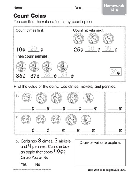 Count Coins Worksheet