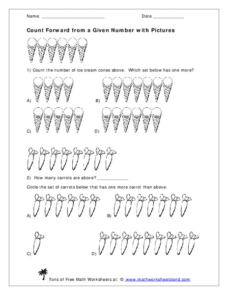 Count Forward from a Given Number Worksheet