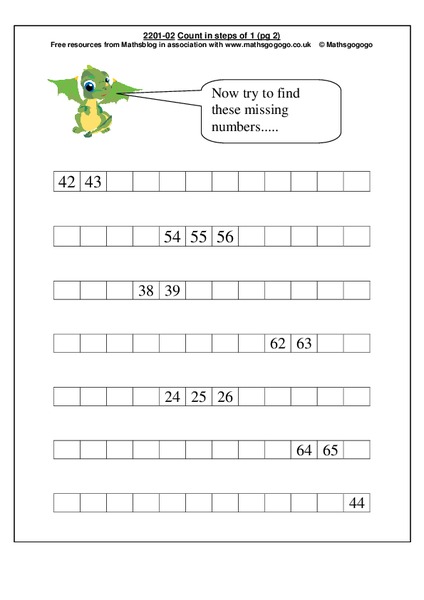 Count in Steps of 1 Worksheet