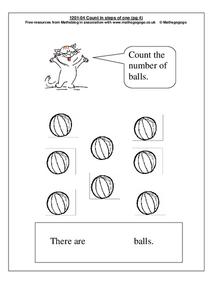 Count in steps of one Worksheet