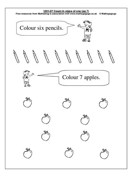 Count In Steps of One Worksheet