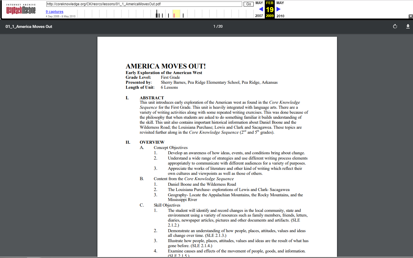 America Moves Out! Lesson Plan