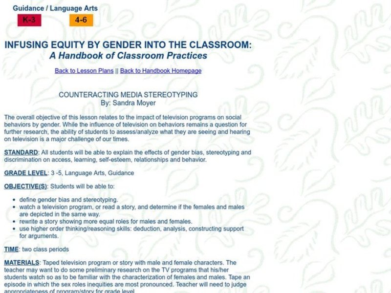 COUNTERACTING MEDIA STEREOTYPING Lesson Plan