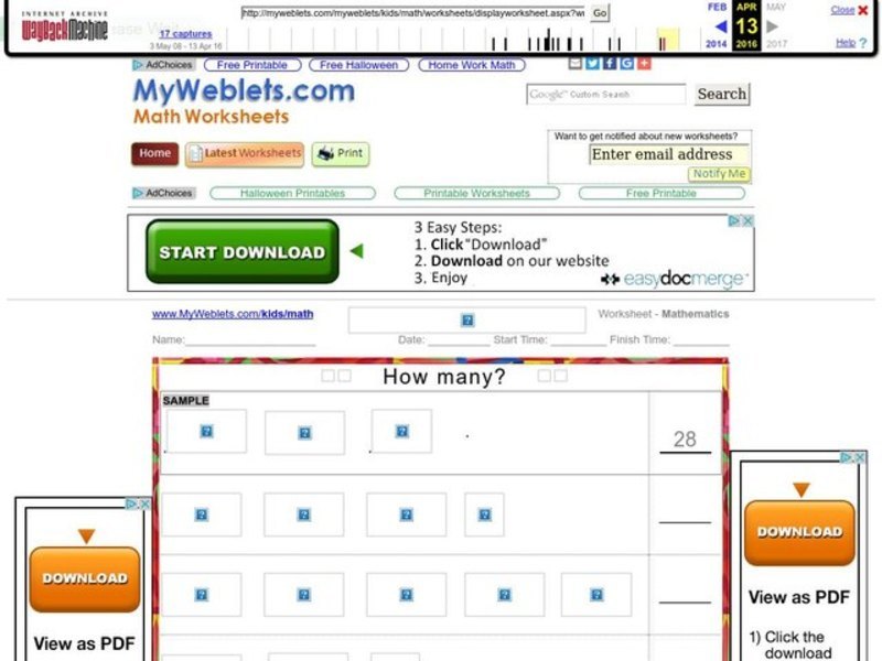 Count the Starfish Worksheet