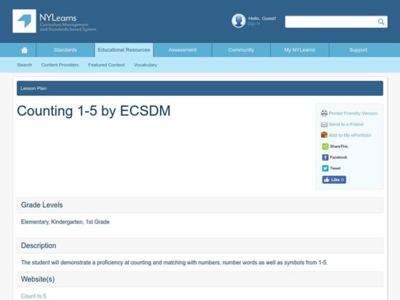 Counting 1-5 Lesson Plan