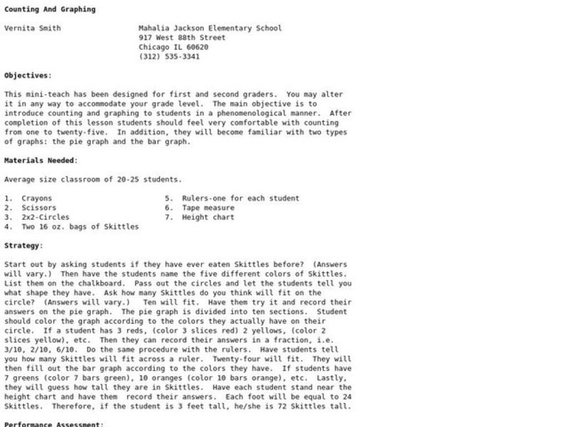 Counting And Graphing Lesson Plan