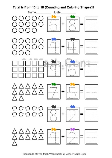 Counting and Coloring Shapes Worksheet
