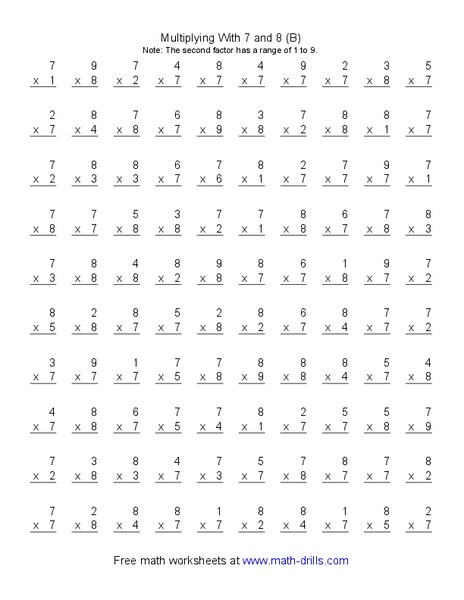 Multiplying with 7 and 8 Interactive