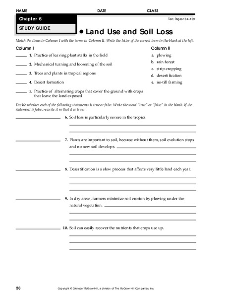Land Use and Soil Loss Worksheet