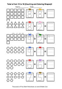 Counting and Coloring Shapes Worksheet