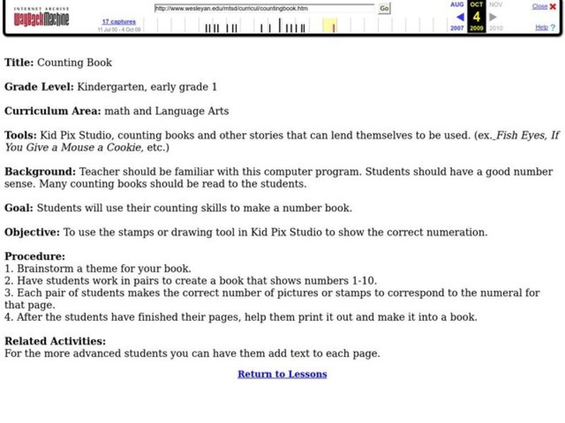 Counting Book Lesson Plan