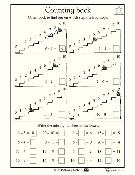 Counting Back Worksheet