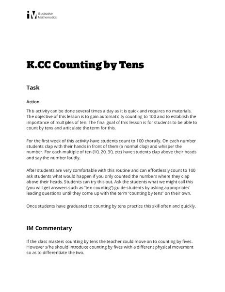 Counting by Tens Lesson Plan