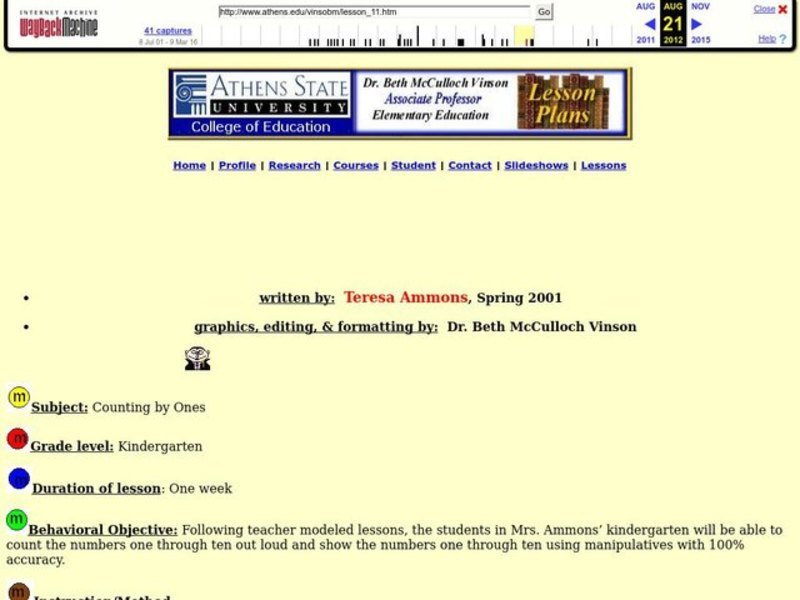 Counting by Ones Lesson Plan