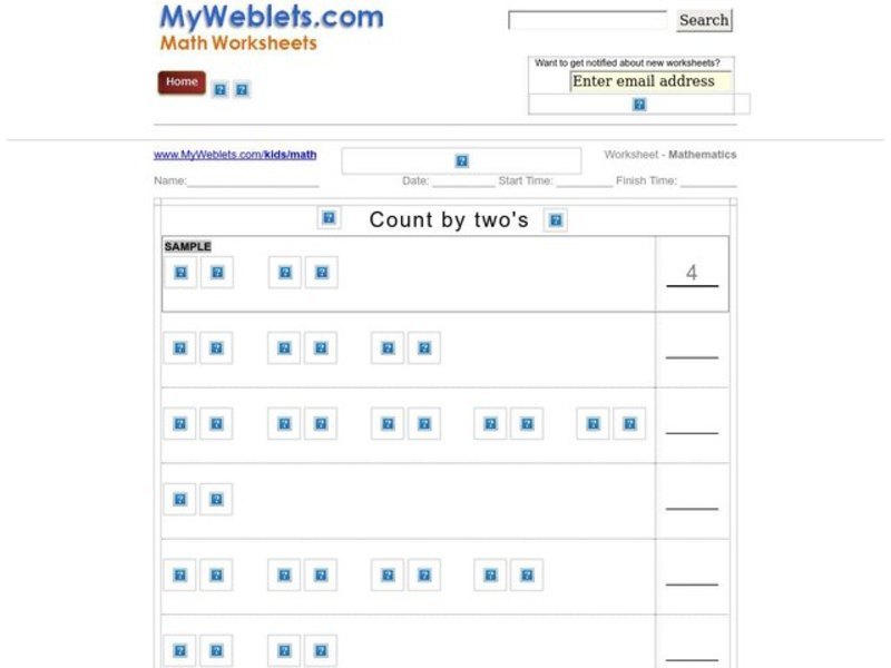 Counting by Two Worksheet