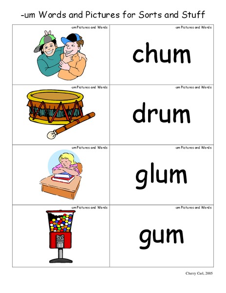 --um Words and Pictures for Sorts and Stuff Lesson Plan
