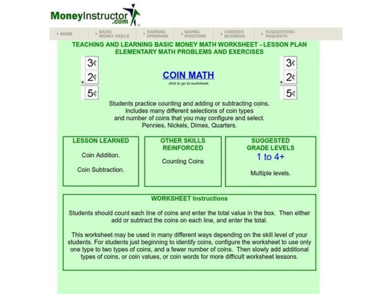 Counting Coins Lesson Plan