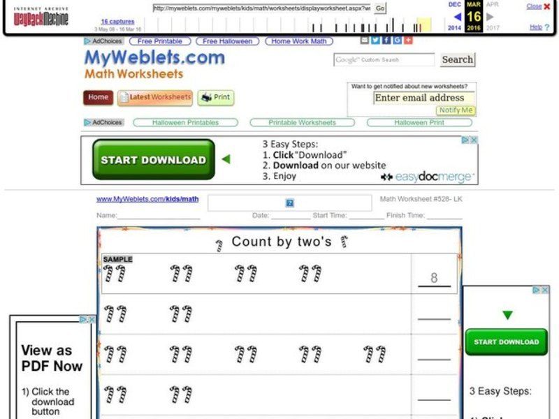 Counting by Two Worksheet