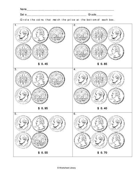 Counting Coins Worksheet