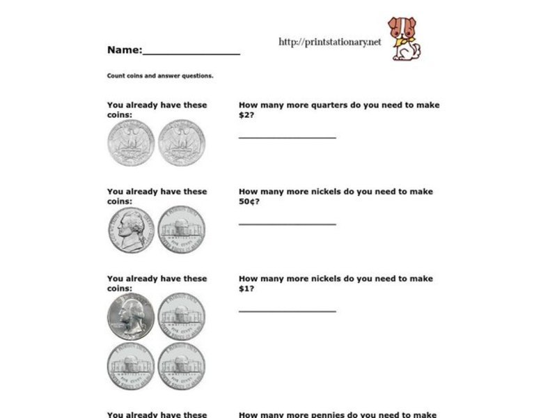 Counting Coins Worksheet