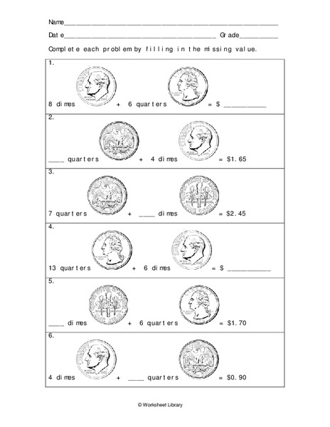 Counting Coins Worksheet