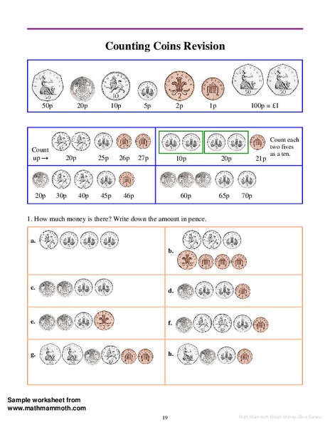 Counting Coins Revision Worksheet