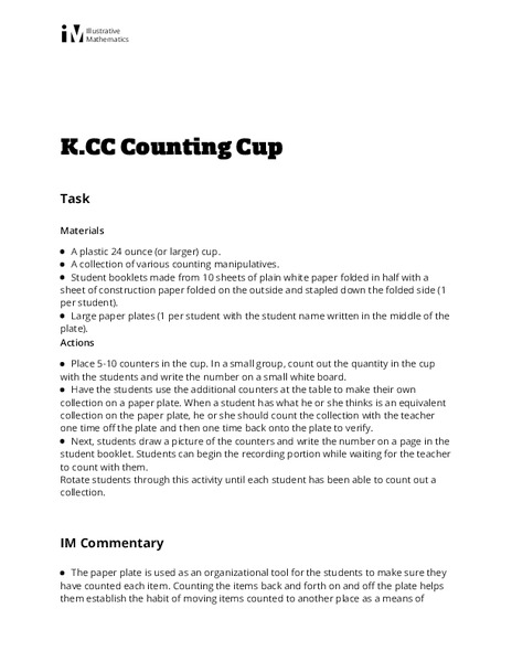 Counting Cup Lesson Plan