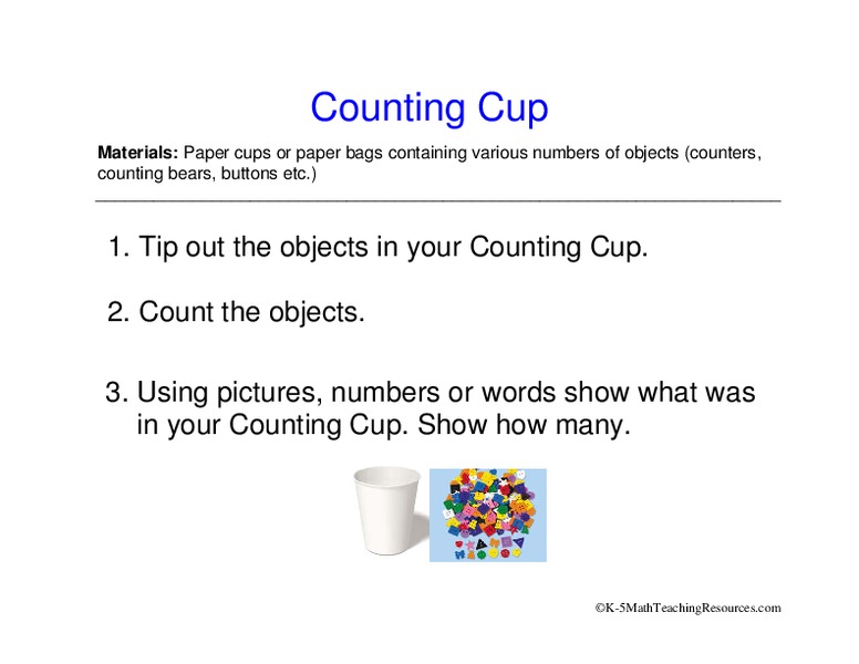 Counting Cup Worksheet