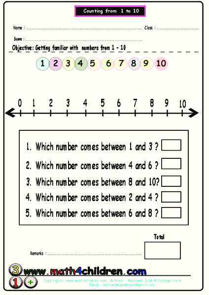Counting From 1 to 10 Worksheet