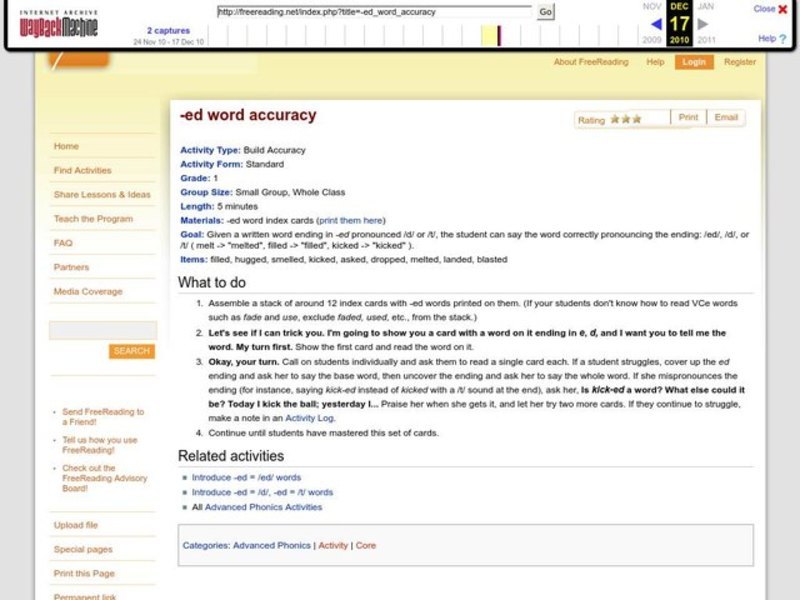 -ed word accuracy Lesson Plan
