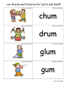 --um Words and Pictures for Sorts and Stuff Lesson Plan
