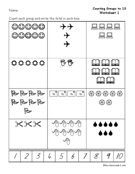Counting Groups to 10 Worksheet