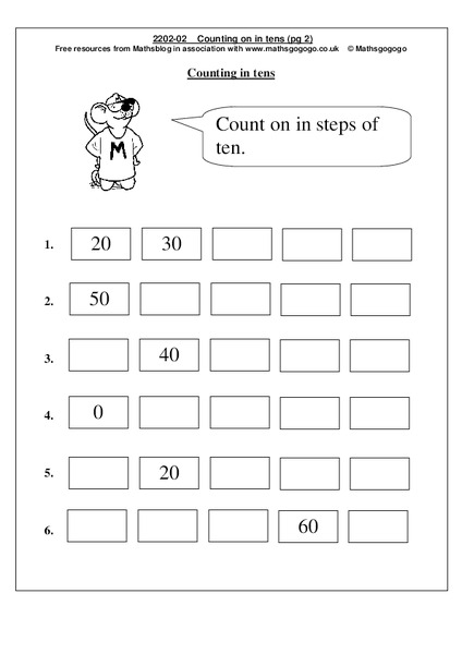 Counting in Tens Worksheet