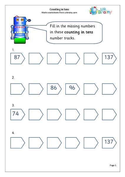 Counting in Tens Worksheet