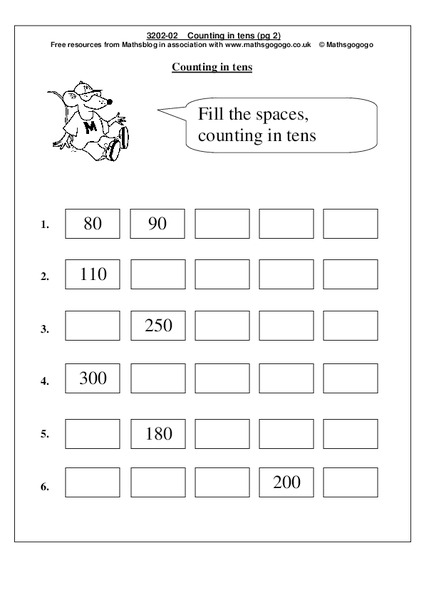 Counting in Tens Worksheet